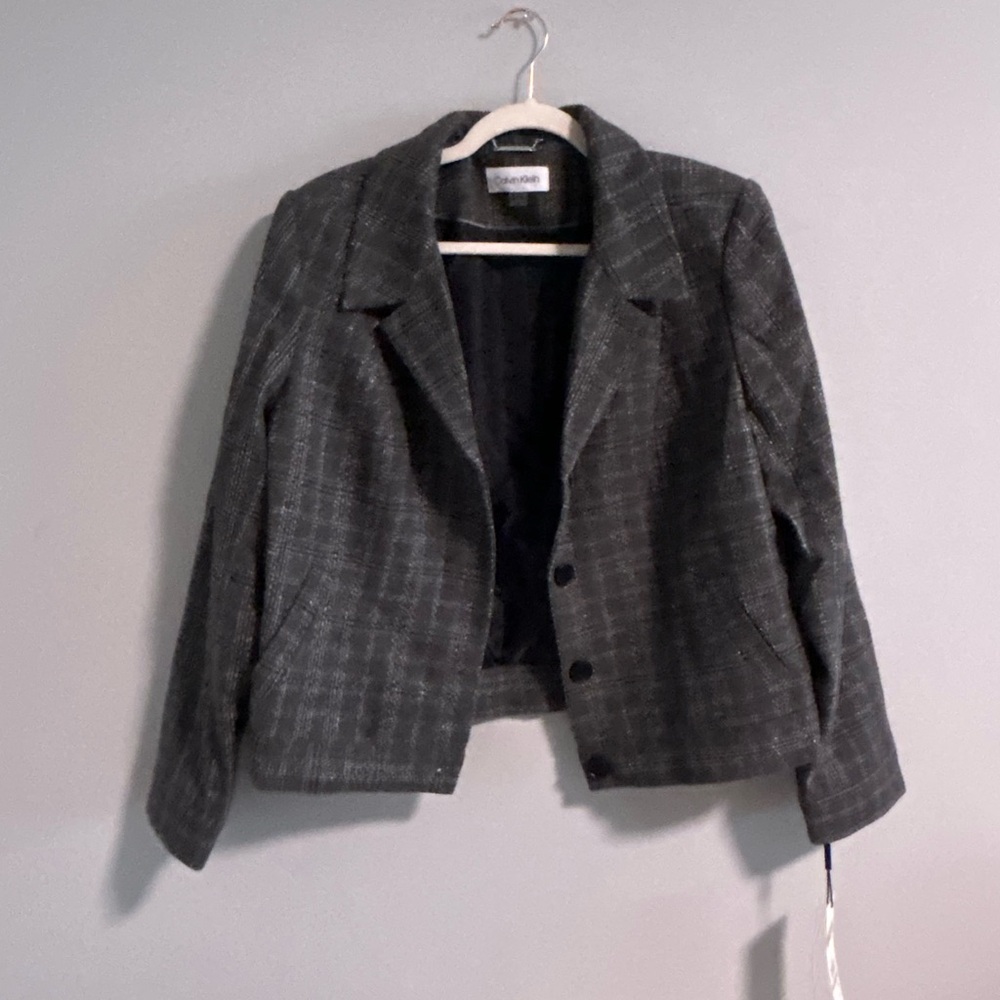 Calvin Klein Charcoal Plaid Blazer